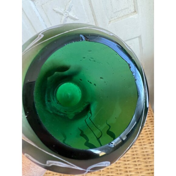 Antique 1910 Poschinger Nouveau Bohemian Green Purple Glass Vase - Picture 5 of 16